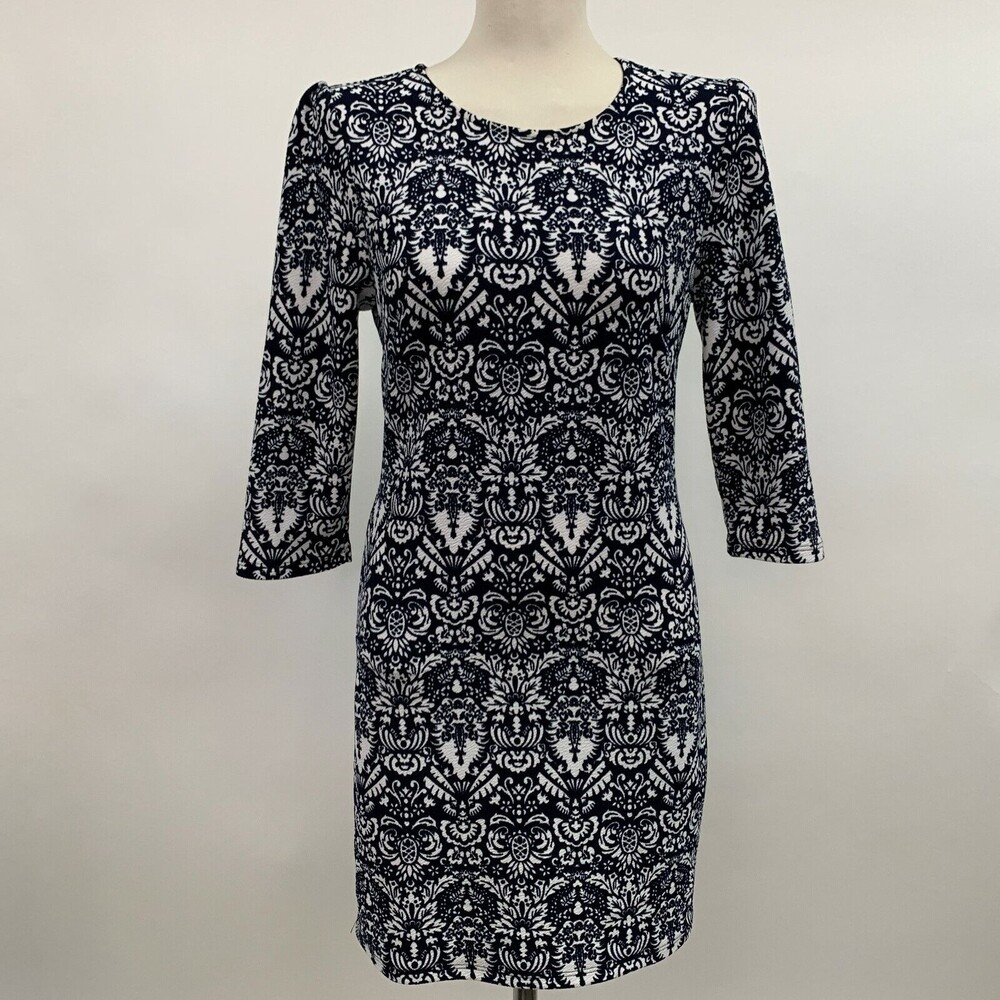 Moon Women's Dress Large Navy Blue White